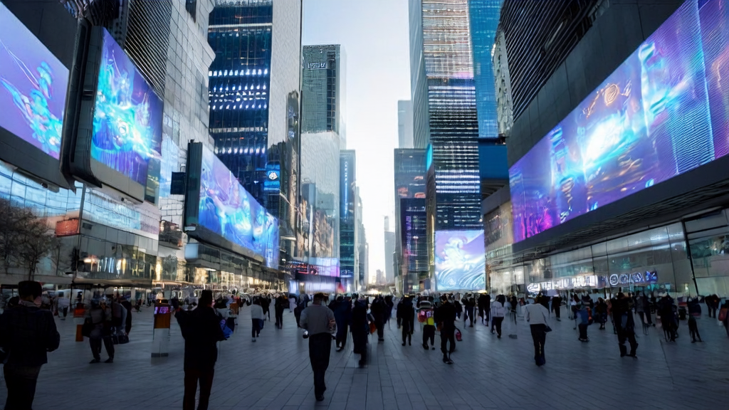 未来城市中通过AI技术实现精准广告投放的场景