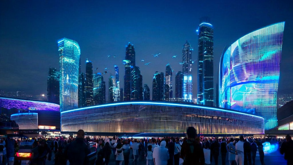 AI advertising control center in a future city, showcasing real-time data analysis and personalized ad delivery