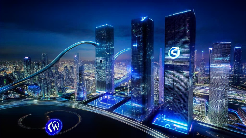 AI advertising control center in a futuristic city, displaying real-time data from 120 countries