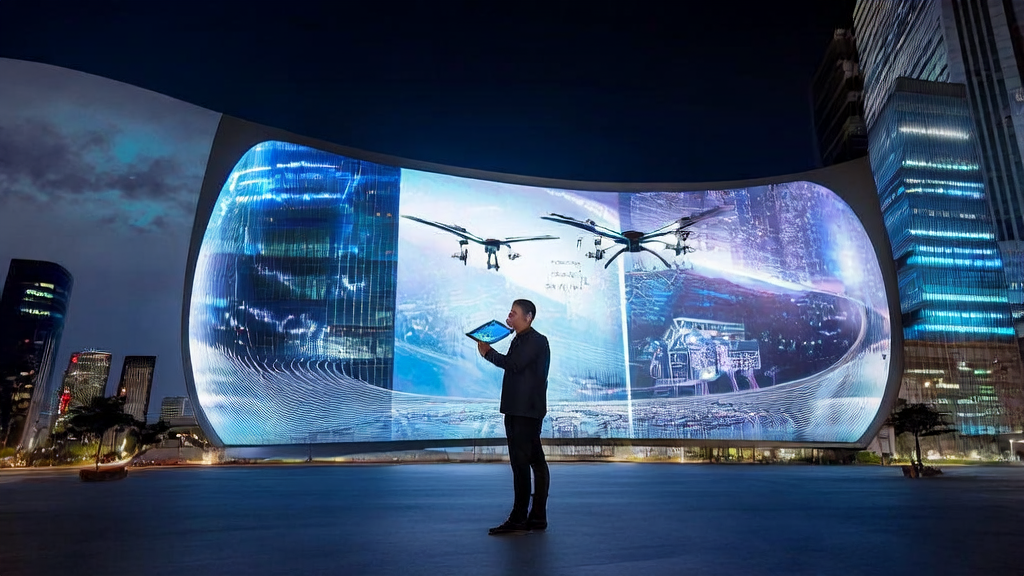 未来城市的智能广告投放场景,展示AI技术如何优化广告投放和降低成本。