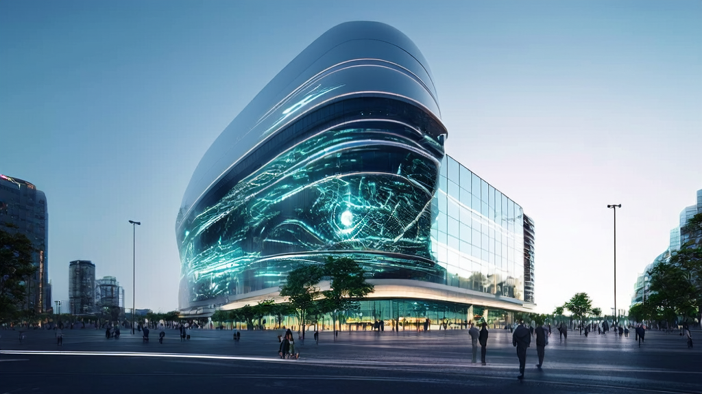 未来城市中的AI优化广告投放场景，展示2025年新趋势和精准营销技术