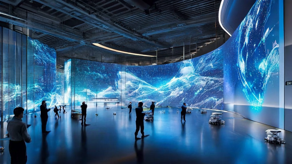 AI control center in a futuristic city, showcasing the technology applications in cross-border e-commerce in 2025