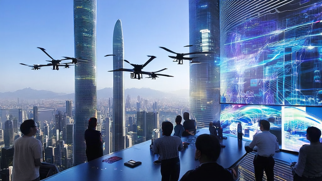AI customer acquisition platform in a futuristic city