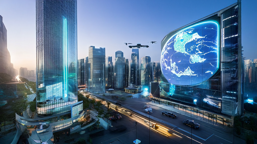 Entrepreneurs in a future city using 2025 AI customer acquisition tools to boost cross-border e-commerce efficiency