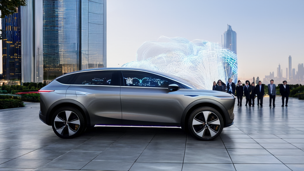 未来城市中的小米汽车展示2025年AI客户预测模型