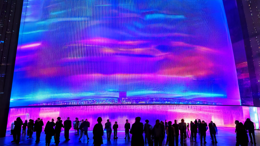 未来城市的高楼大厦中，数据科学家们利用AI客户预测模型进行精准营销