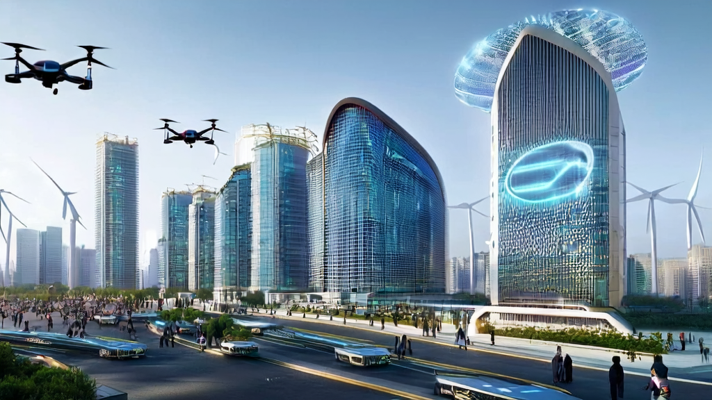 AI technology in a futuristic city helps cross-border e-commerce overcome growth bottlenecks