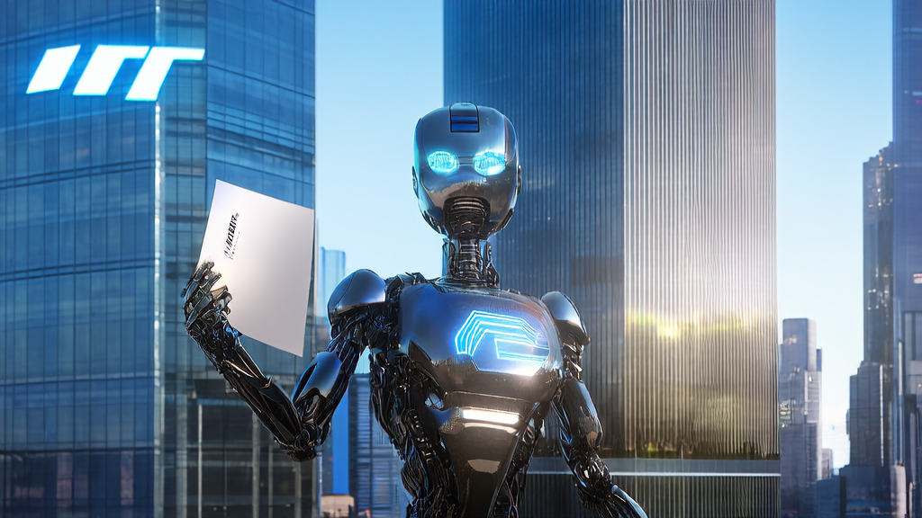 A futuristic city scene showcasing AI technology in email marketing