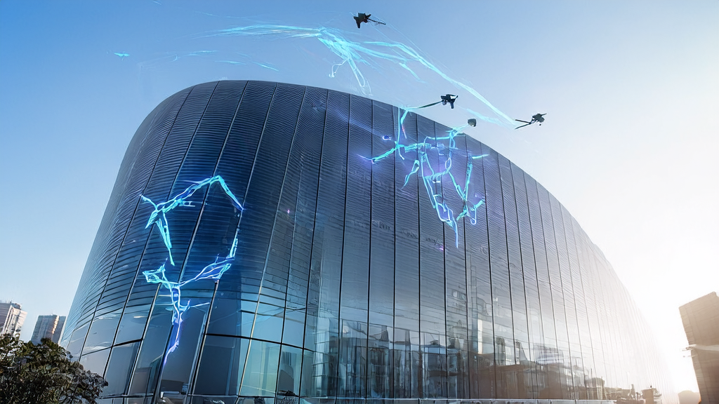 AI keyword optimization boosting traffic in a futuristic city