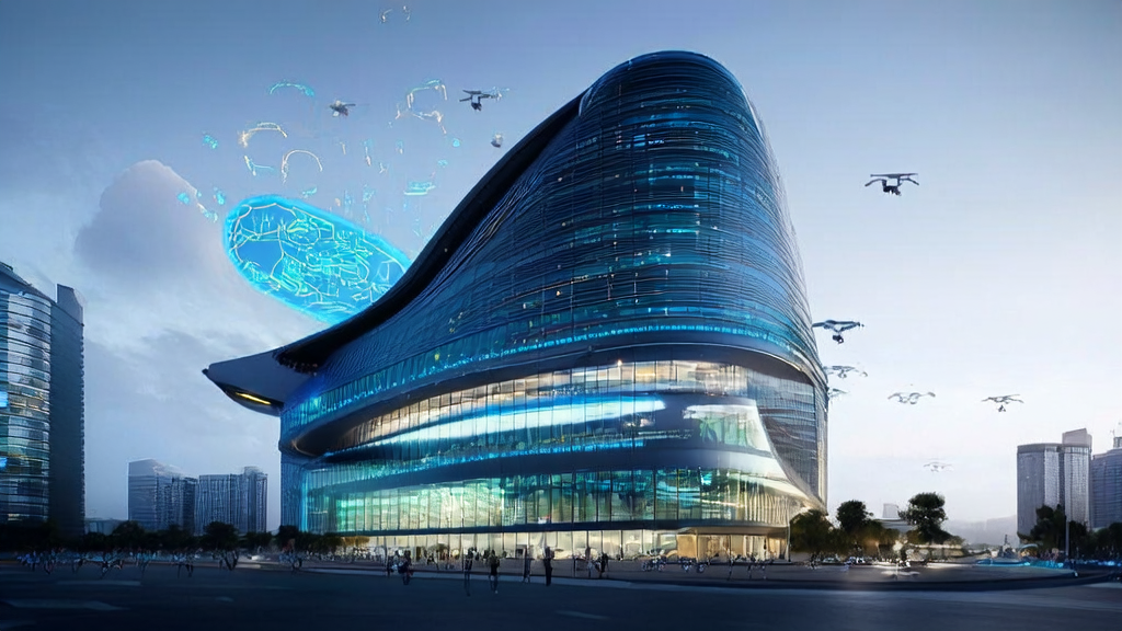 未来城市的AI营销场景，展示了AI技术如何革新营销方式。