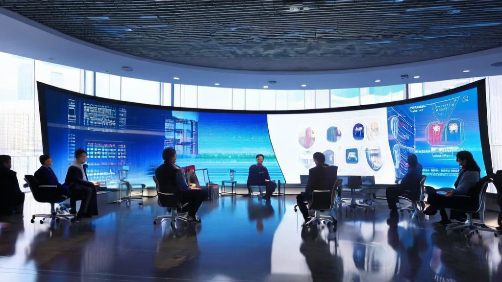 Modern office in a future city where data scientists interact with AI assistants, showcasing MOSS-TTSD generating speech content