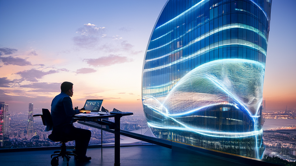 未来城市中，数据分析师使用AI技术进行个性化邮件营销和客户数据分析