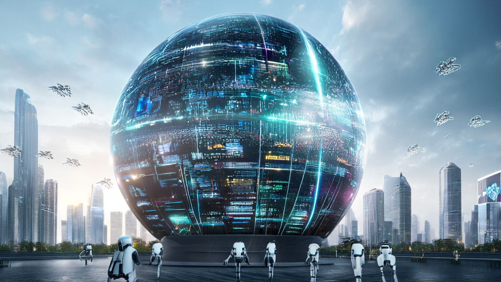Future city showcasing AI-powered marketing automation