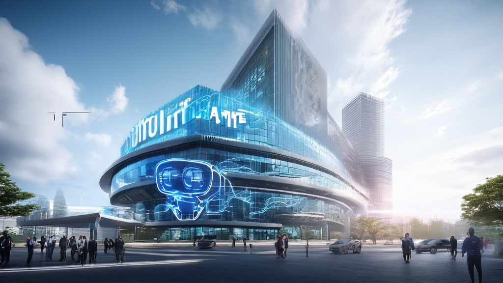 AI Marketing Hub in a futuristic city showcasing the power of AI in marketing automation