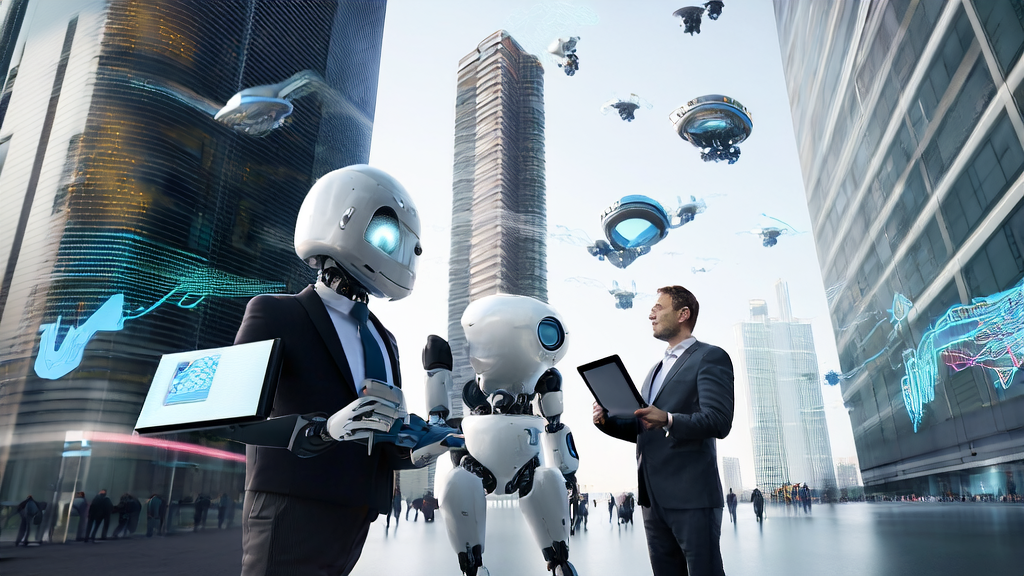 Wanzai AI marketing system demonstrating personalized marketing solutions in a futuristic city
