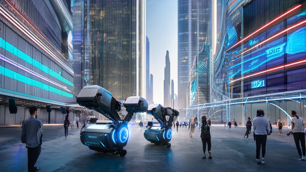 未来城市中的AI驱动MobED机器人正在为跨境电商企业提供服务