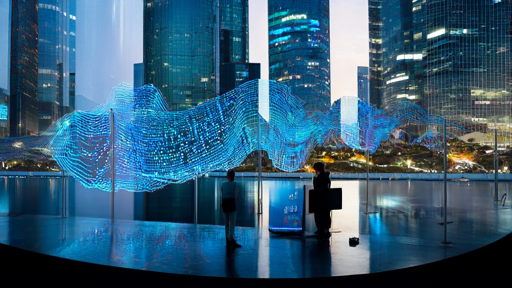 未来城市中的数据科学家正在研究AI精准获客技术，并展示了NeurIPS 2025最佳论文奖杯