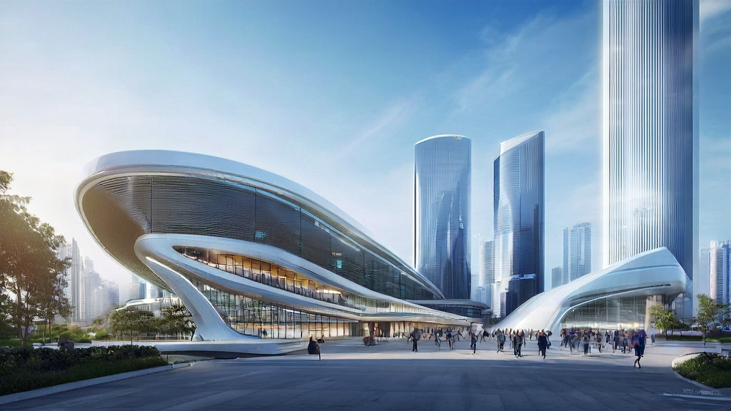 未来城市的现代化教学中心，展示百度AI人才培养计划