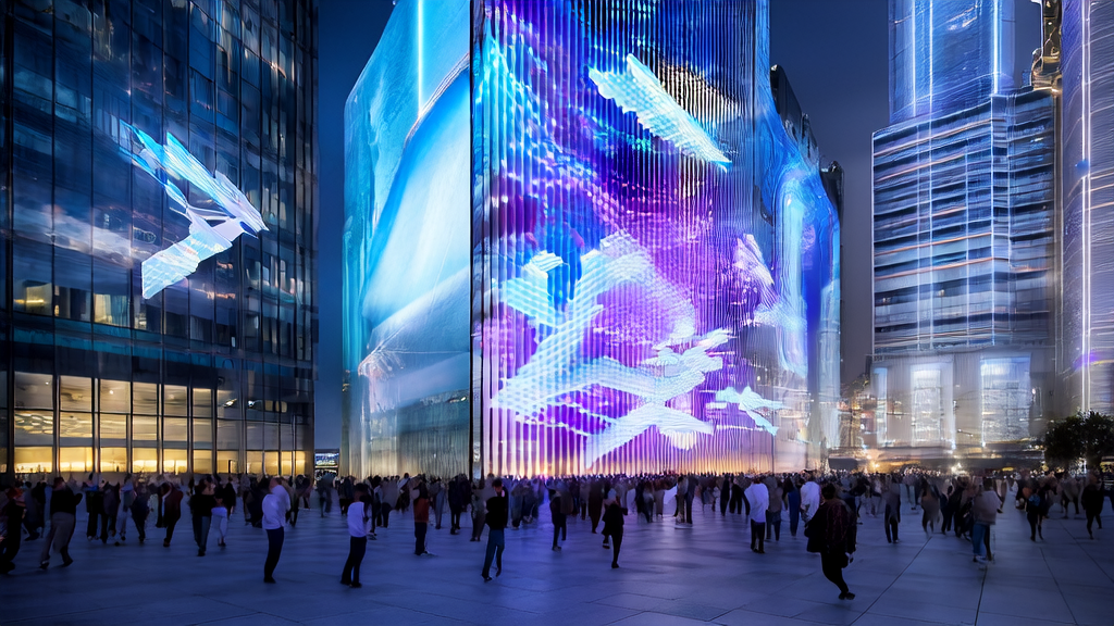 未来城市中的AI技术展示，跨境电商独立站通过AI实现流量暴增