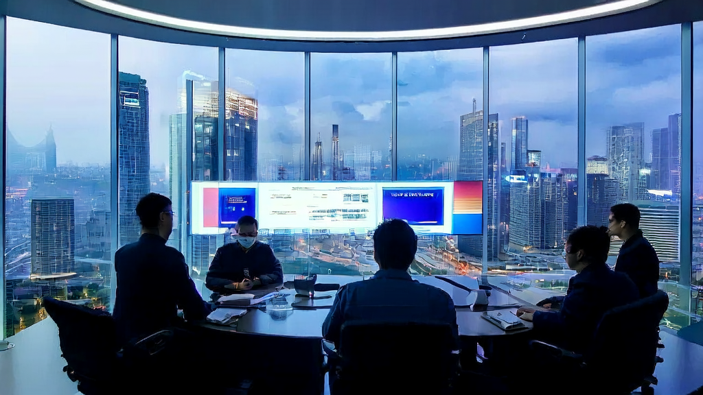A team in a modern office discussing the application of AI guest acquisition systems using Meituan's NoCode tool
