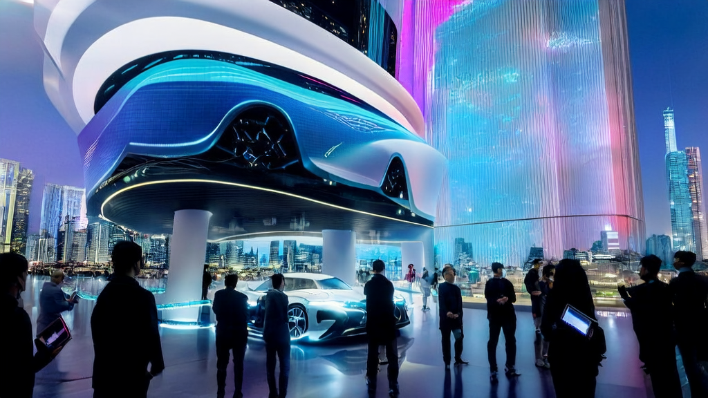 未来城市展厅中展示长城汽车VLA大模型的强大感知和交互能力，吸引观众互动
