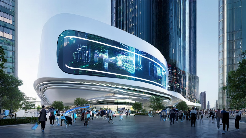 未来城市中的AI获客场景，展示了OpenAI首款AI硬件的应用