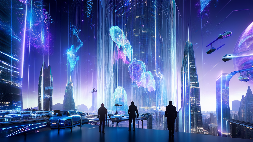 AI acquisition system showcased in a futuristic city