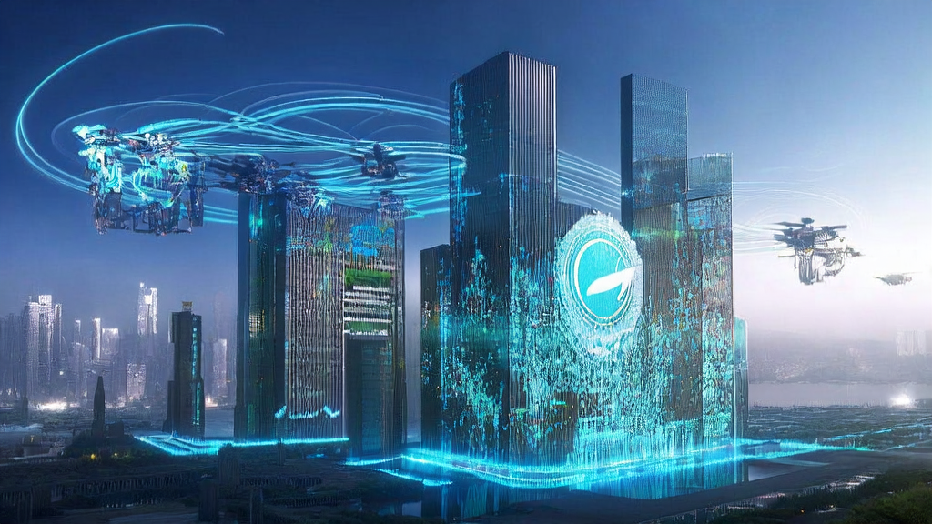 未来城市的智能数据中心，工程师通过AI技术分析制造业海关数据