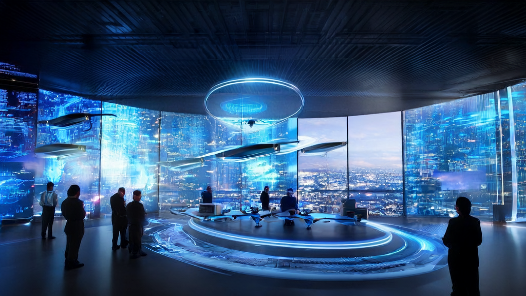 Scene of AI customer data collection in a futuristic city