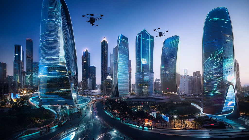AI-driven recommendation system in a futuristic city