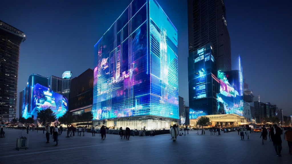 AI-generated advertisements and cross-border e-commerce marketing content displayed using Alibaba's Z-Image model in a futuristic city