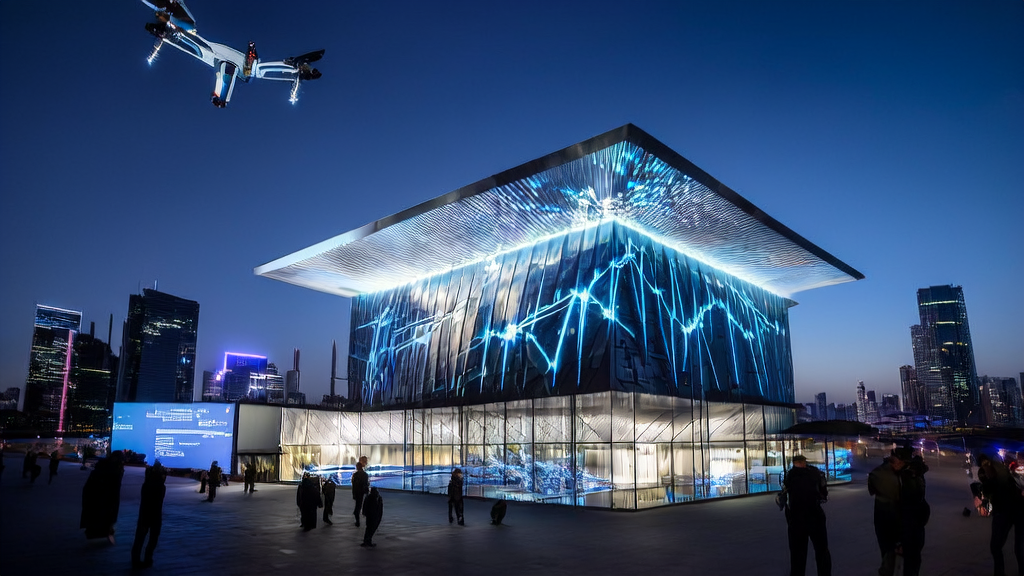 A futuristic city showcasing AI technology, including Figma MCP, AI email marketing, and customer data collection systems
