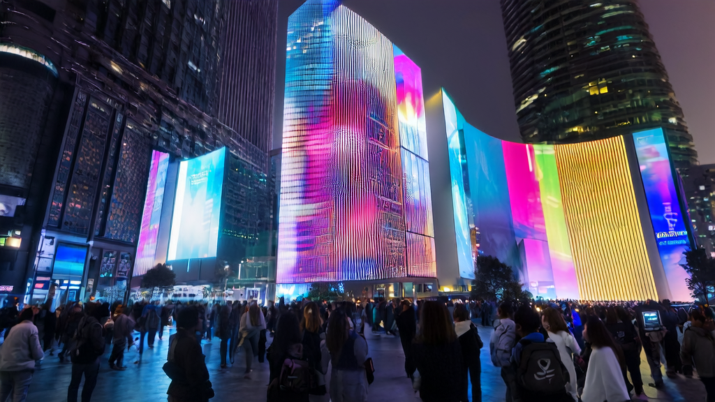 Scene of a future city showcasing the "拍我AI" application