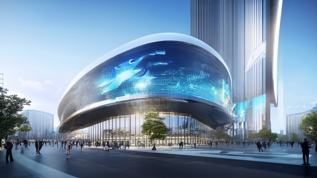 Scene of an engineer debugging data in front of a display showcasing Alibaba Cloud XiYan-SQL in a futuristic city