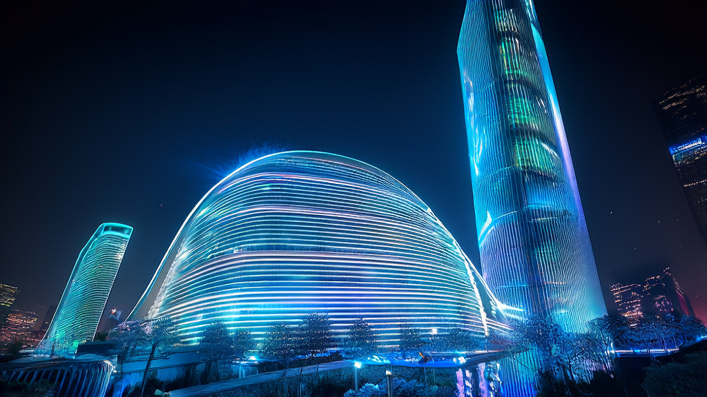 未来城市中的谷歌Gemini 3.0助力精准营销，数据分析师通过全息投影进行互动，无人机群优化广告投放路径。