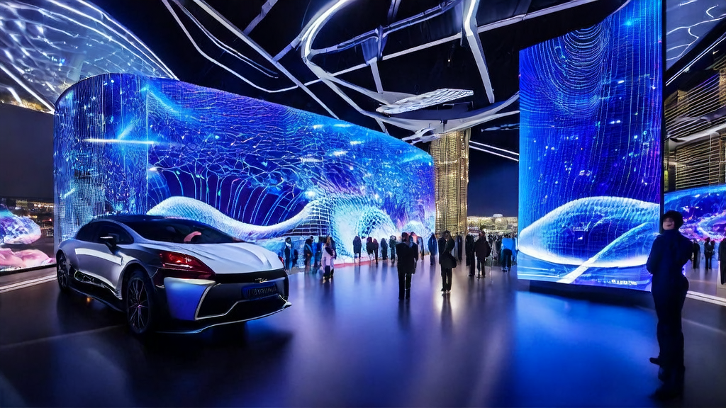 Launch event of Great Wall VLA model in a futuristic city, showcasing AI-driven global acquisition trends