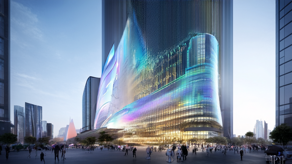 High-tech building showcasing Meta DeepConf technology in a futuristic city