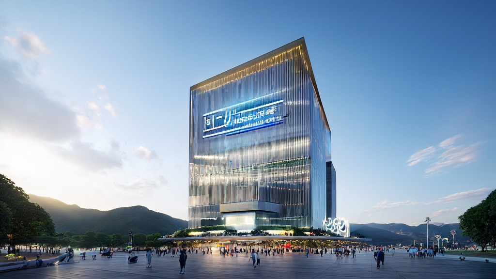 未来城市天际线中的现代化办公楼和智能机器人，展示DeepSeek入选2025全球十大工程成就