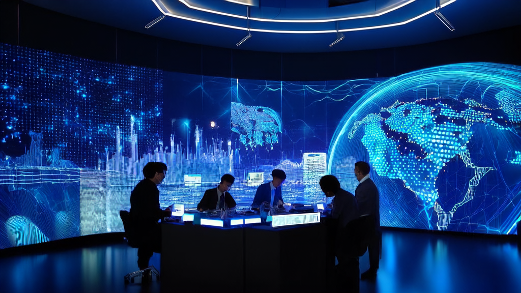 未来控制室中工程师们利用AI技术分析制造业海关数据以精准获客