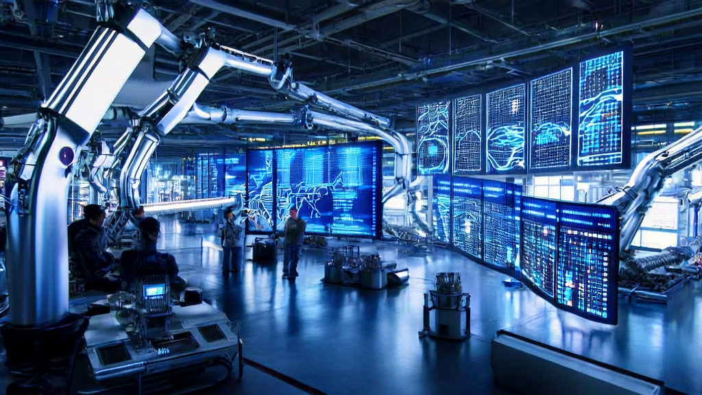 未来智能工厂中利用AI技术进行客户获取的画面