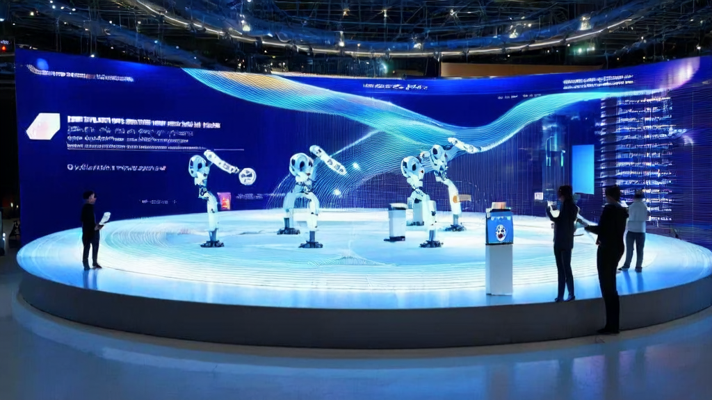 未来科技实验室中，人形机器人G1-D与技术人员协作，展示多语言AI生成技术助力跨境电商发展