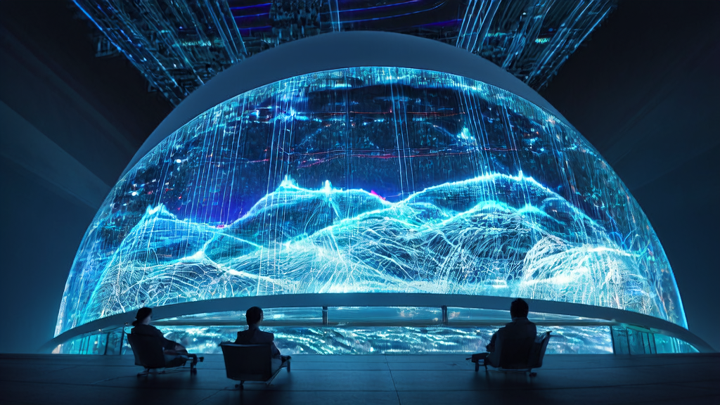 未来办公室中，数据科学家利用AI技术进行全球客户挖掘