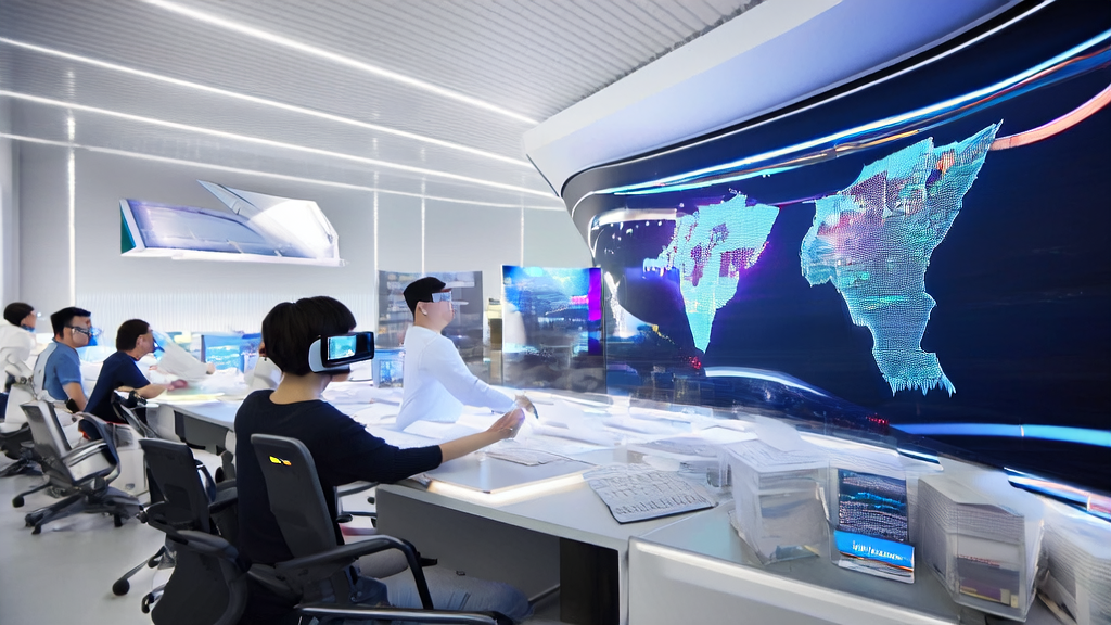 未来科技办公室中展示AI在跨境电商中的应用