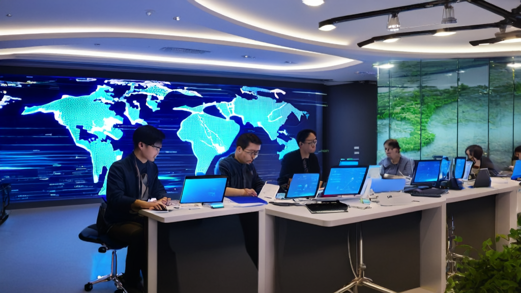 未来感办公室内的技术人员正在分析AI客户预测模型数据