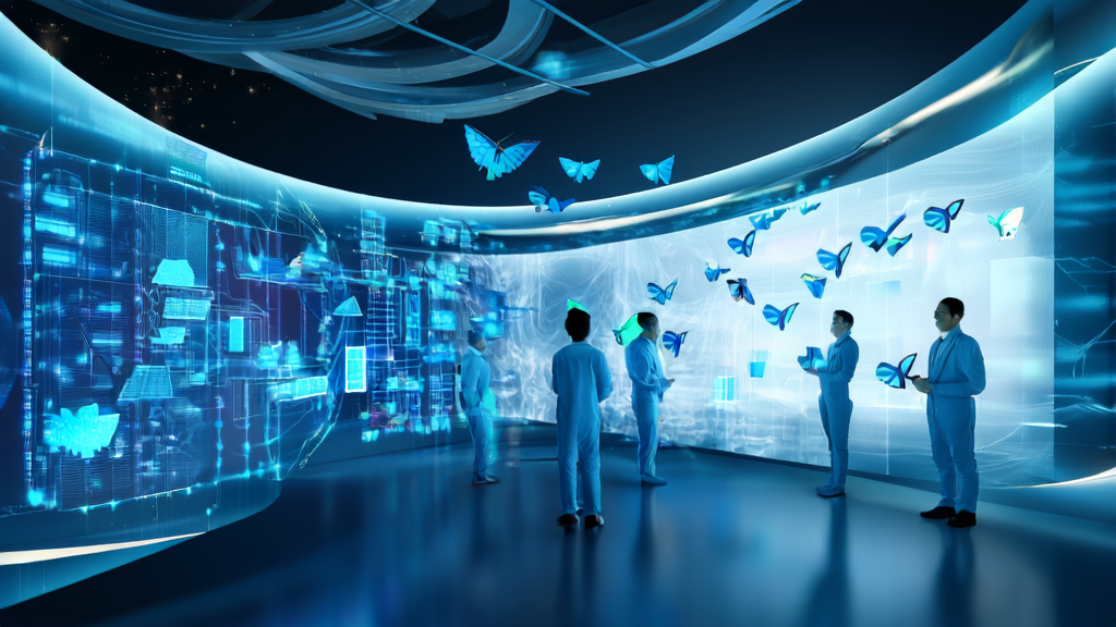 未来办公室中的科技人员使用AI技术优化邮件营销