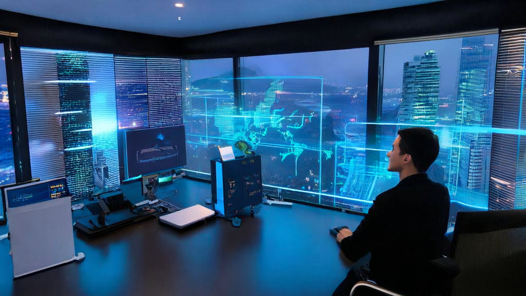 未来办公室中的年轻创业者使用AI优化邮件营销