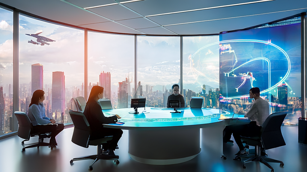 未来办公室内的团队讨论2025年AI邮件营销新趋势