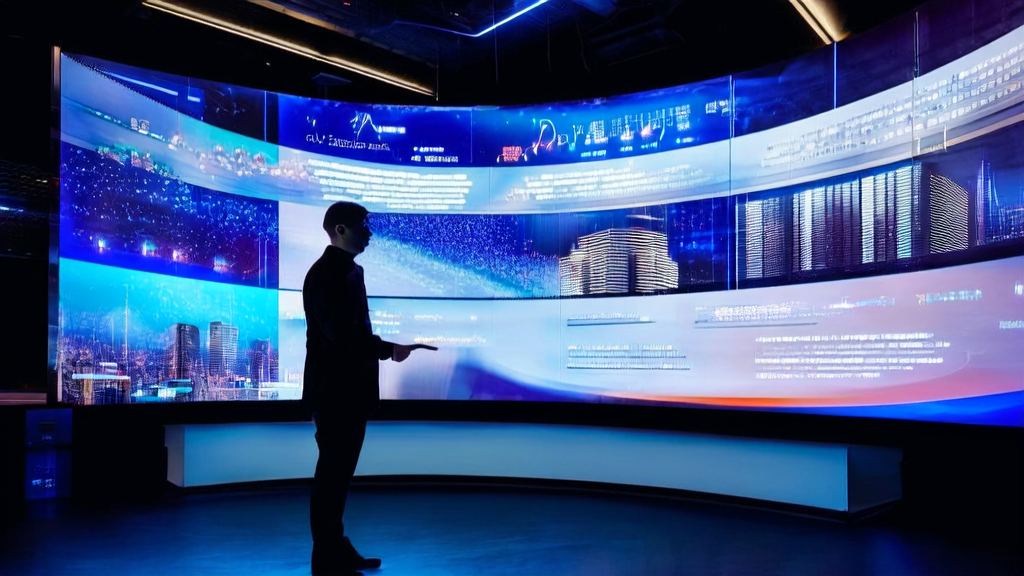 A futuristic office using Qwen Code v0.3.0 for AI marketing operations