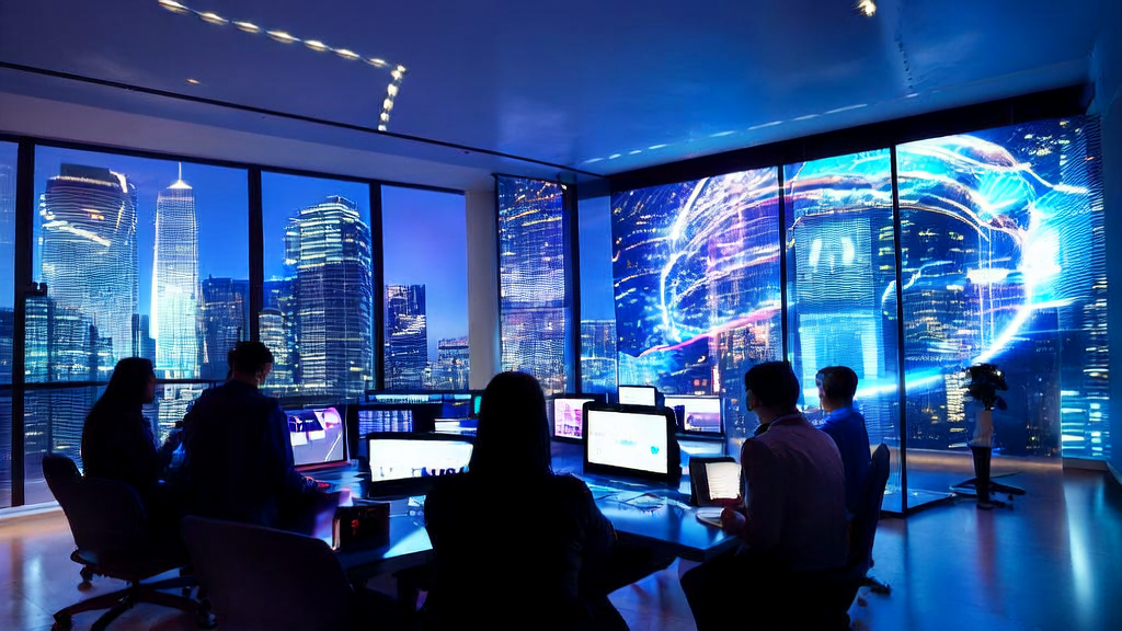 未来办公室中团队利用AI技术优化跨境电商关键词