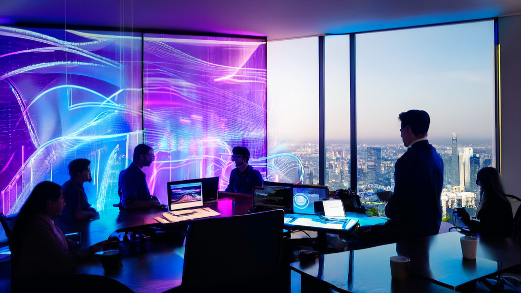 未来办公室中创业者使用Google Flow集成Nano Banana模型优化邮件营销